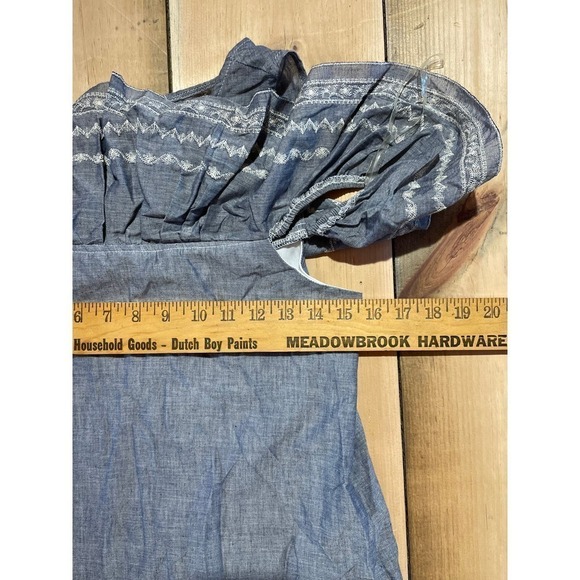 Miami Women's summer dress blue with white embroidering and tassels. XS - Picture 3 of 5